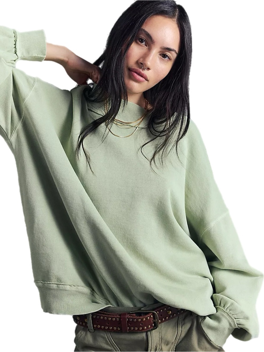 XS We The Free Palm Springs Pullover Soft Moss New Without Tags